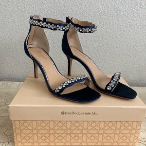 Navy blue rhinestone heels